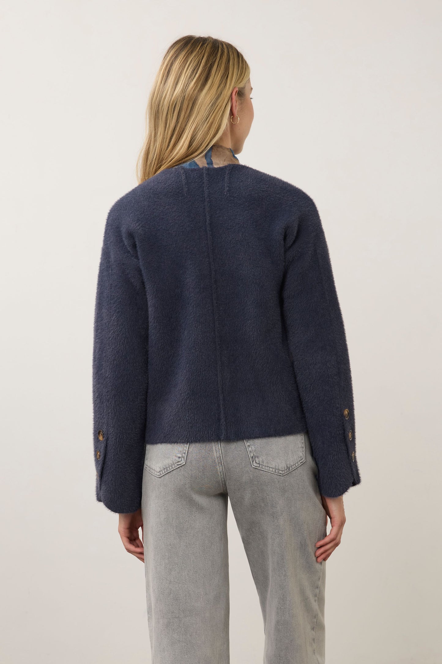 Women's Collarless Knit Sweater Jacket in Storm Cloud by French Dressing Jeans
