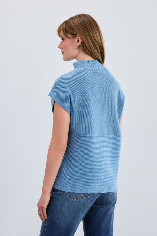 Women's Ottoman Cap Sleeve Sweater Vest in Indigo by French Dressing Jeans 1012333