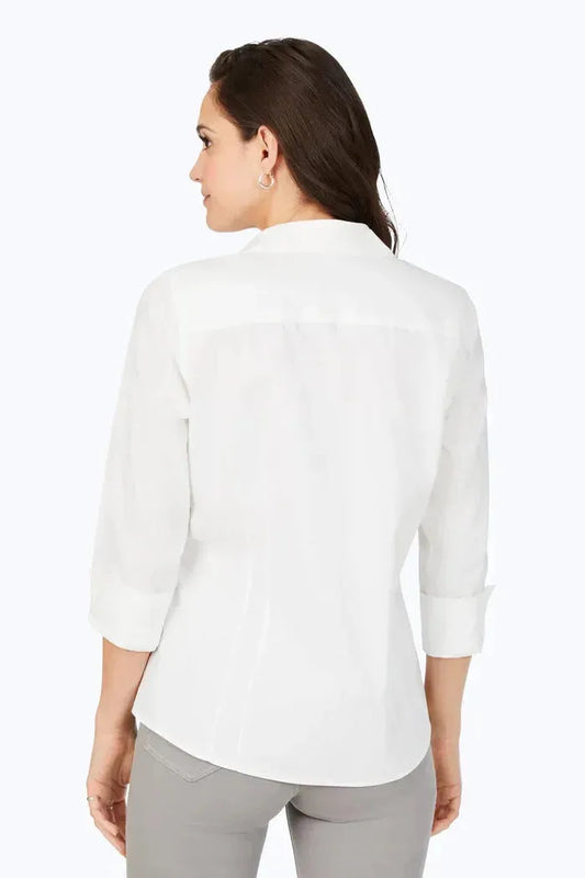 Taylor No Iron Pinpoint 3/4 Sleeve Shirt by Foxcroft