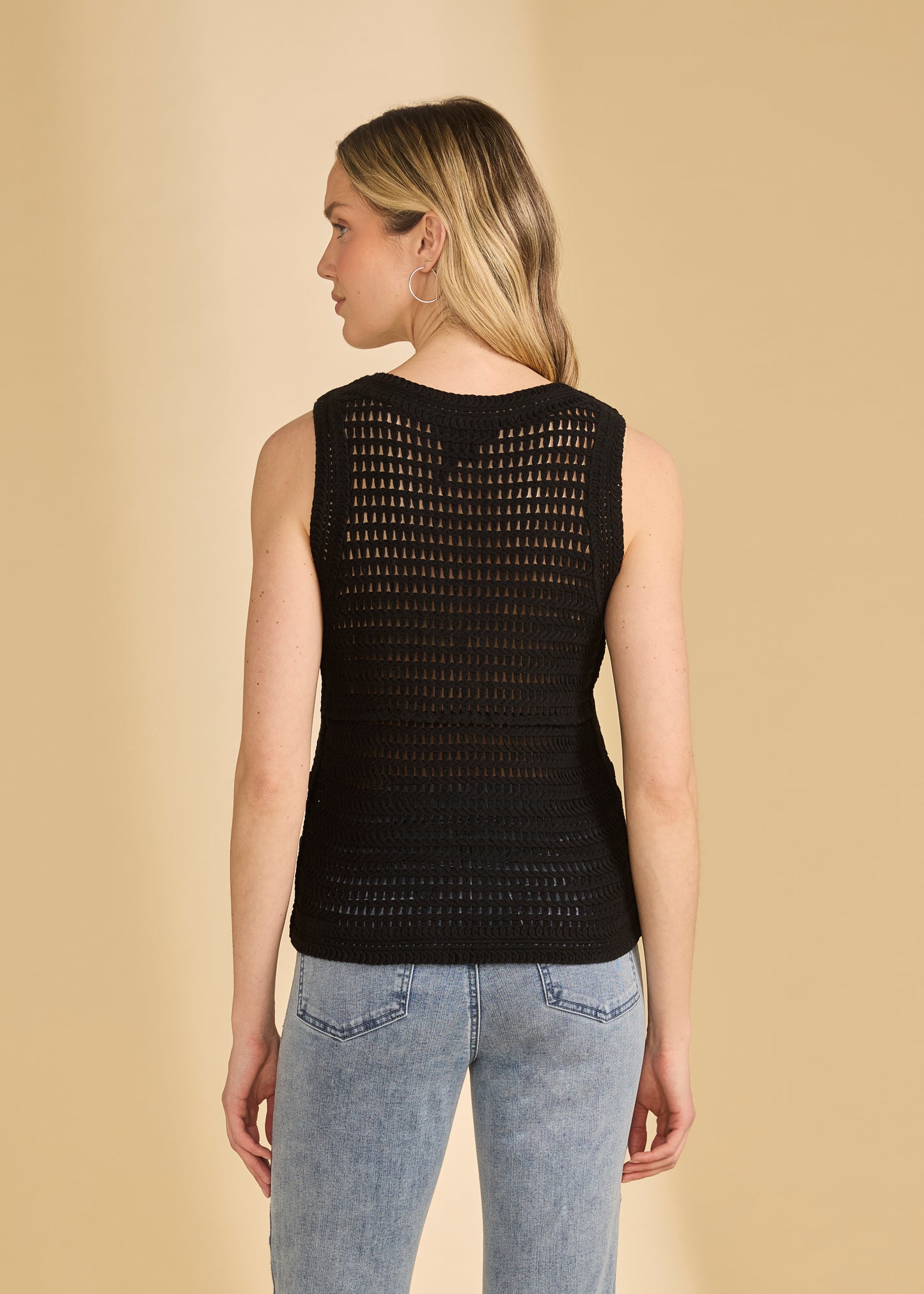 Women's Crochet Tank Top Sweater in Black by French Dressing Jeans