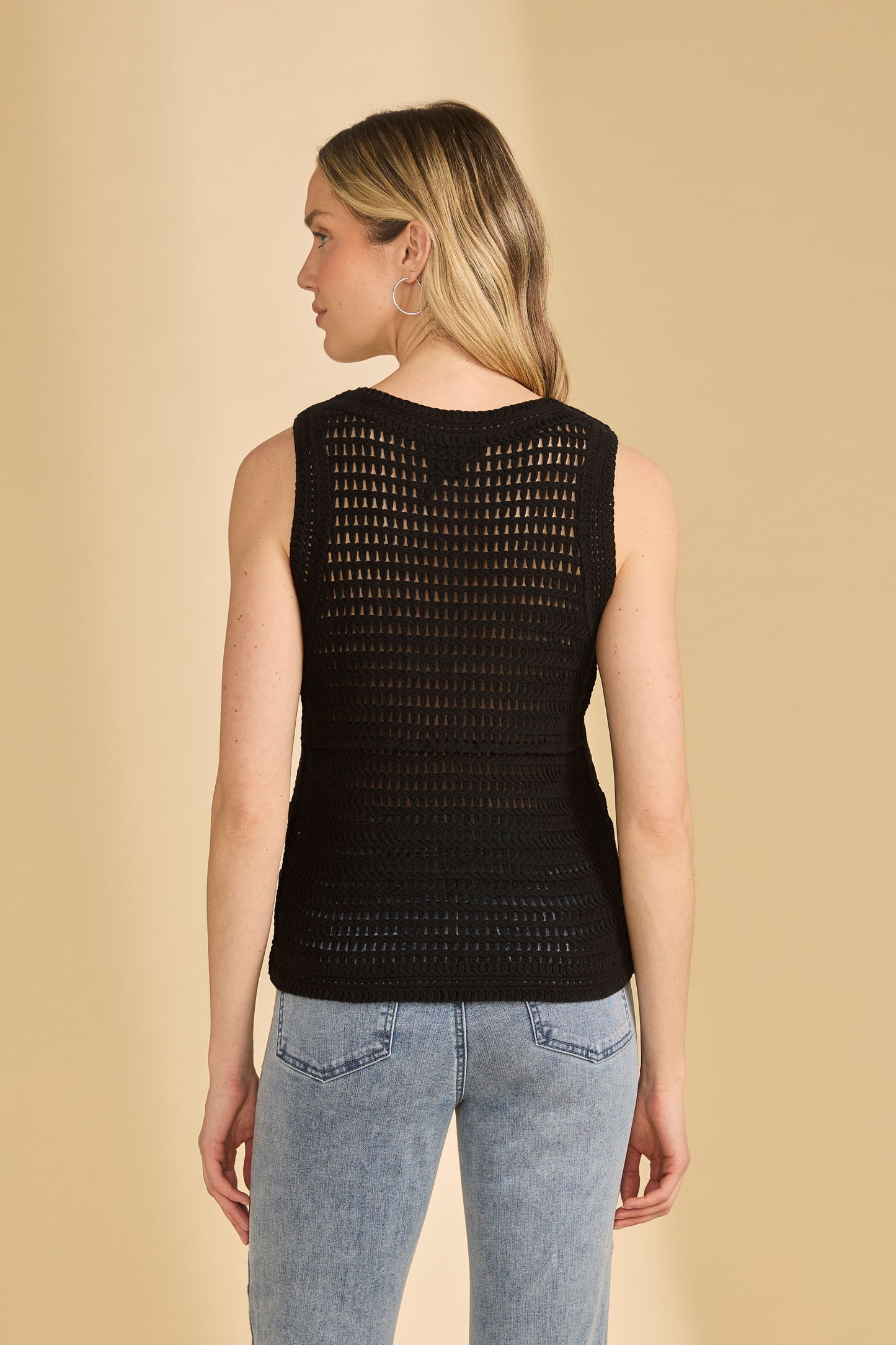 Women's Crochet Tank Top Sweater in Black by French Dressing Jeans