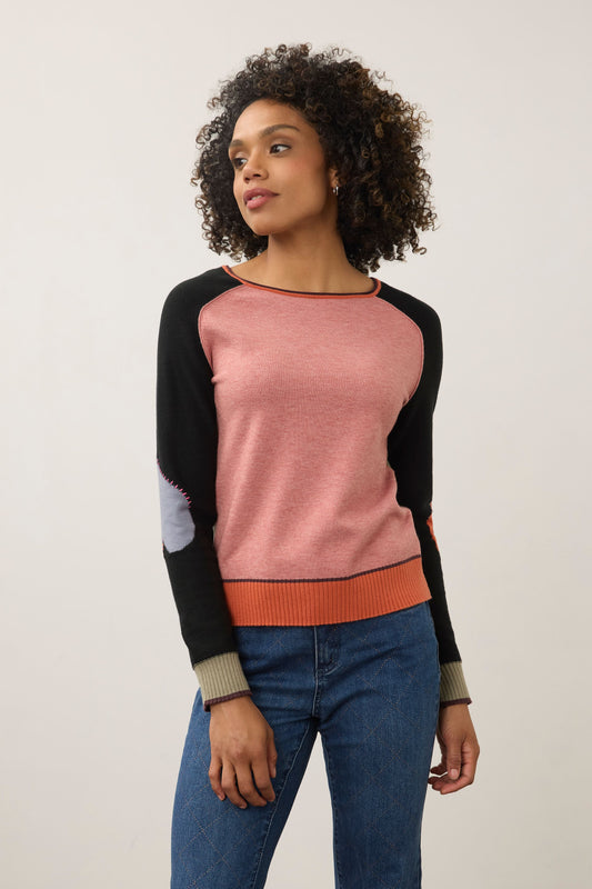 Colourblock Knit Top – Pink Mauve Mix by French Dressing Jeans