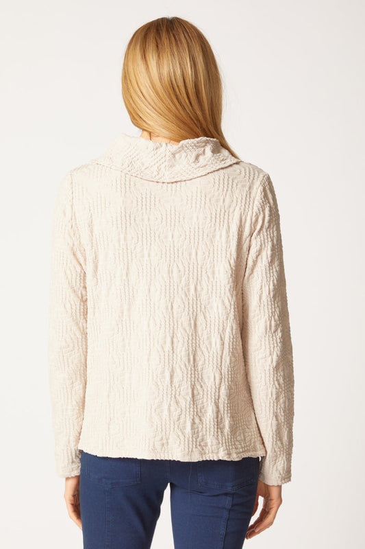 Women's Sunburst Knit Cowl Neck Pullover Top in Dove by Habitat
