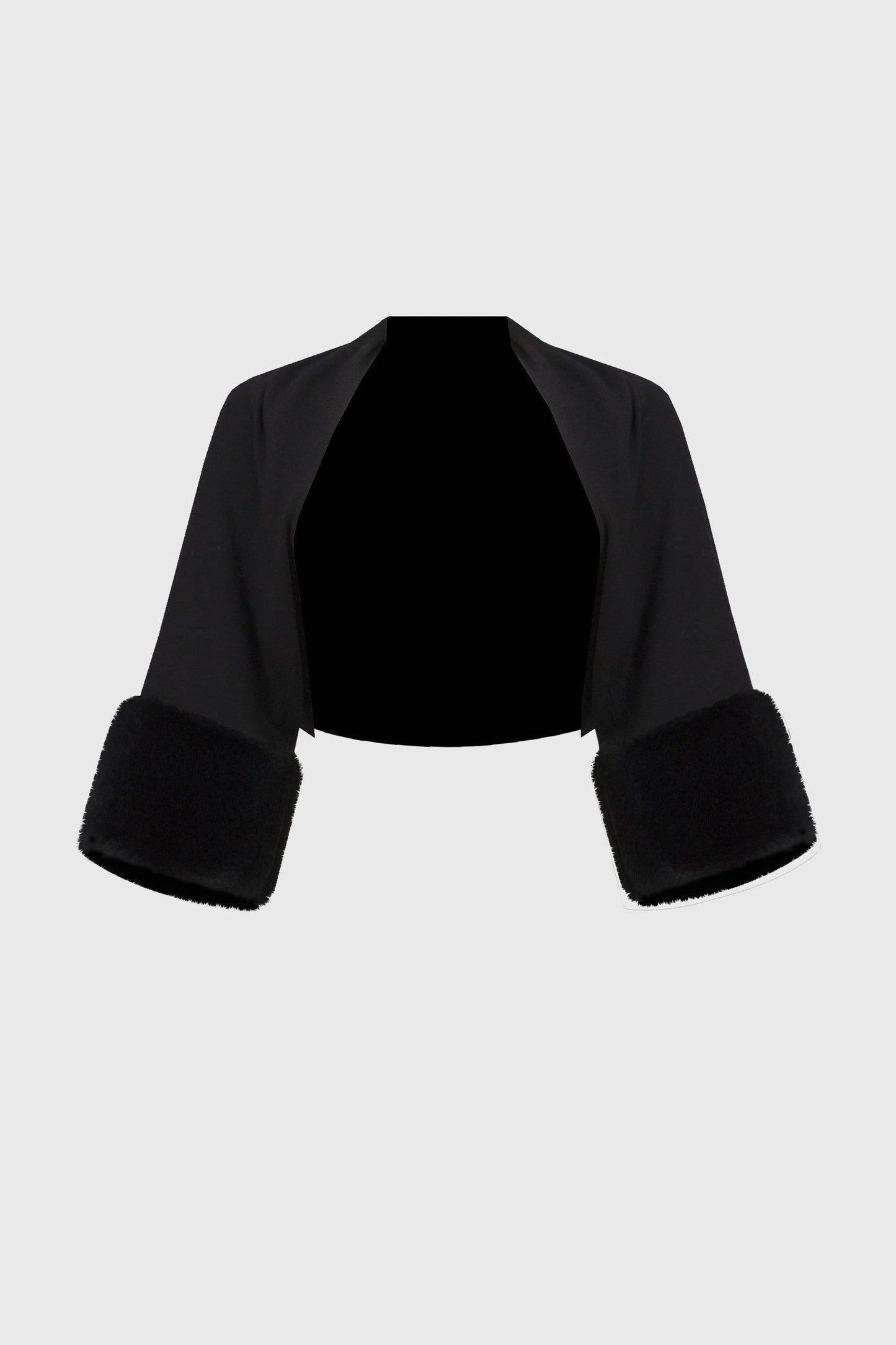 Sweater Knit Bolero Cover Up with Faux Fur Cuff n Black by Joseph Ribkoff