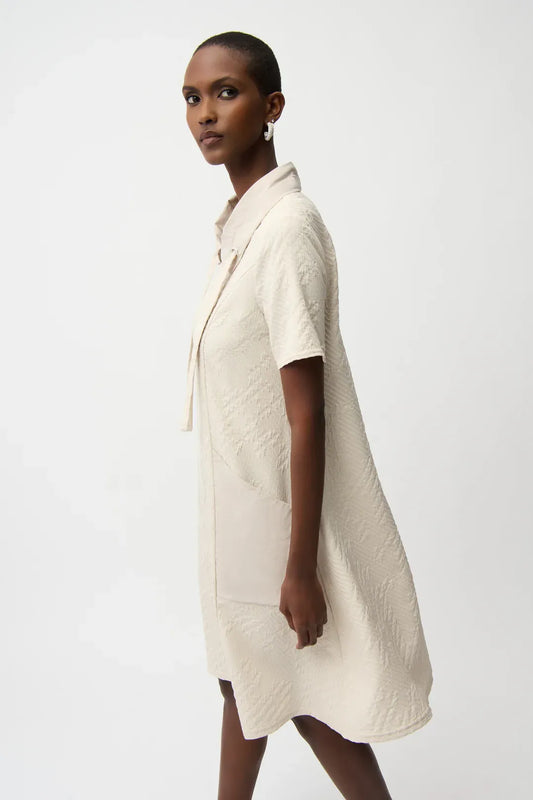 Geometric Textured Jacquard A-Line Dress by Joseph Ribkoff