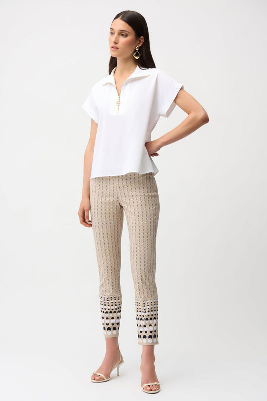 Straight Top With Zipped Neckline in White by Joseph Ribkoff