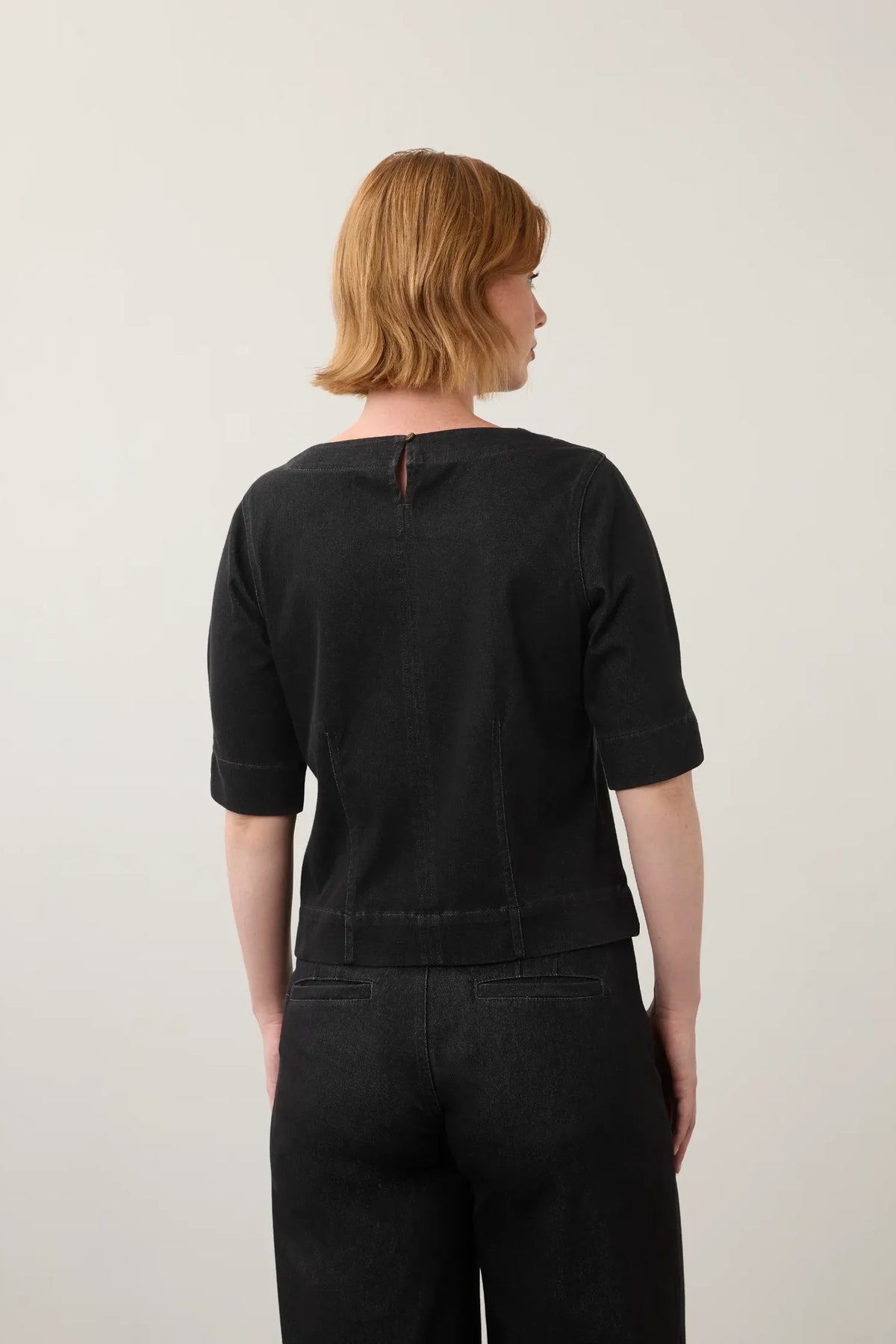 Fitted Elbow Sleeve Top in Carbon Black by French Dressing Jeans