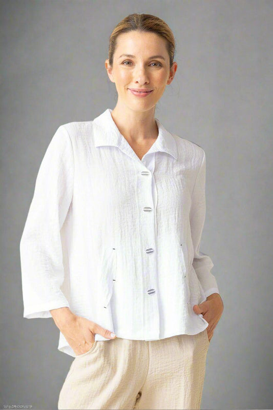 Pleat Back Jacket (White) by Habitat Clothing