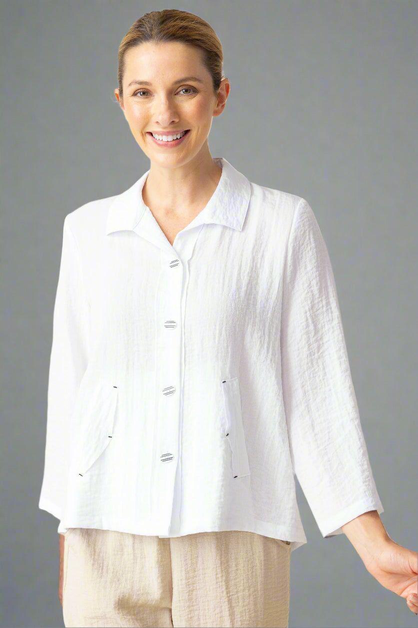 Pleat Back Jacket (White) by Habitat Clothing