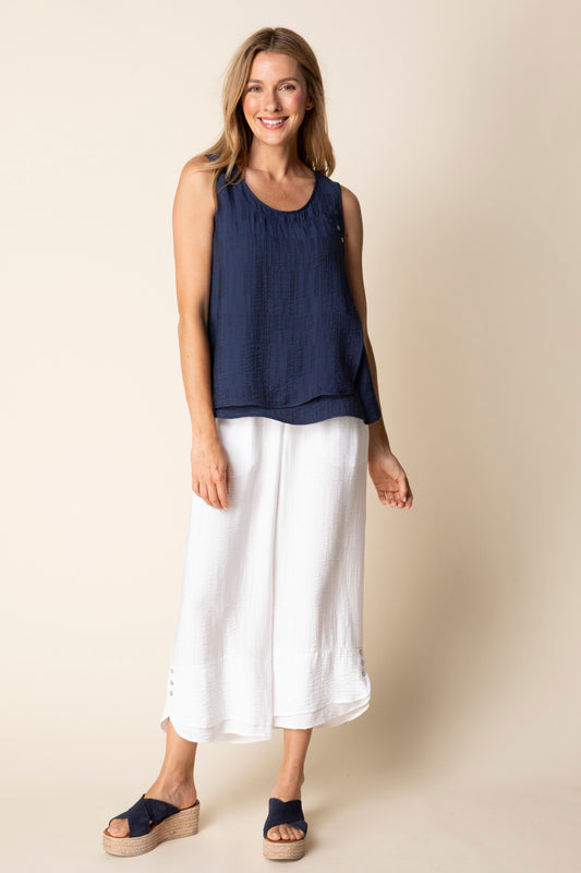 Button Layer Tank (Navy) by Habitat Clothing