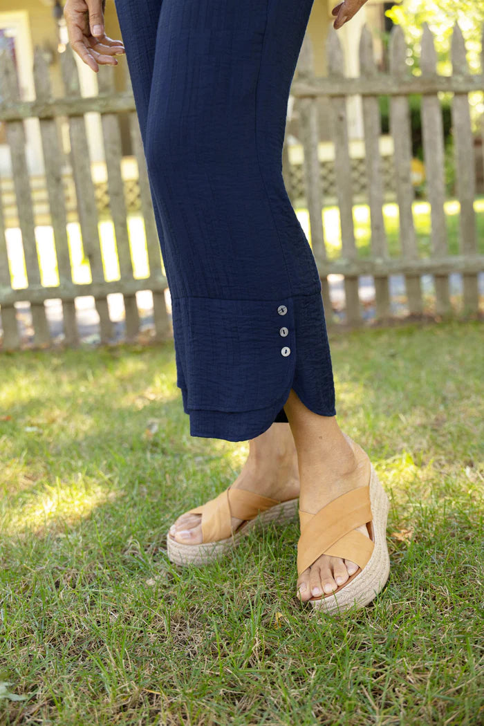 Women's Textured Stripe Crop Pant in Navy by Habitat Clothing