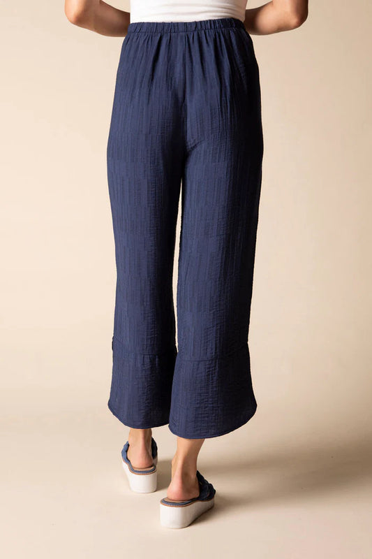 Women's Textured Stripe Crop Pant in Navy by Habitat Clothing