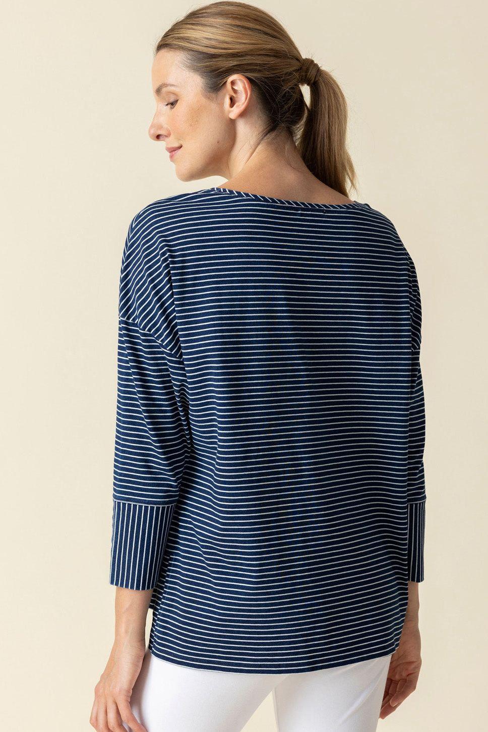 Indigo Stripe Boxy Crew