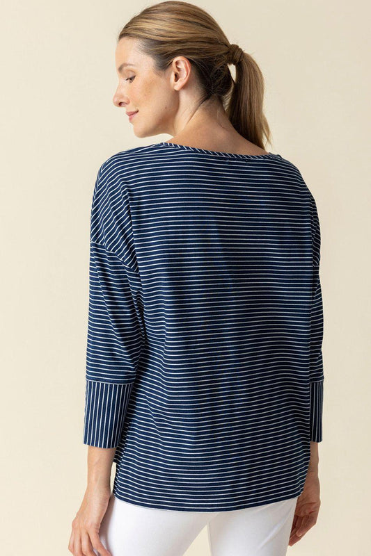 Indigo Stripe Boxy Crew