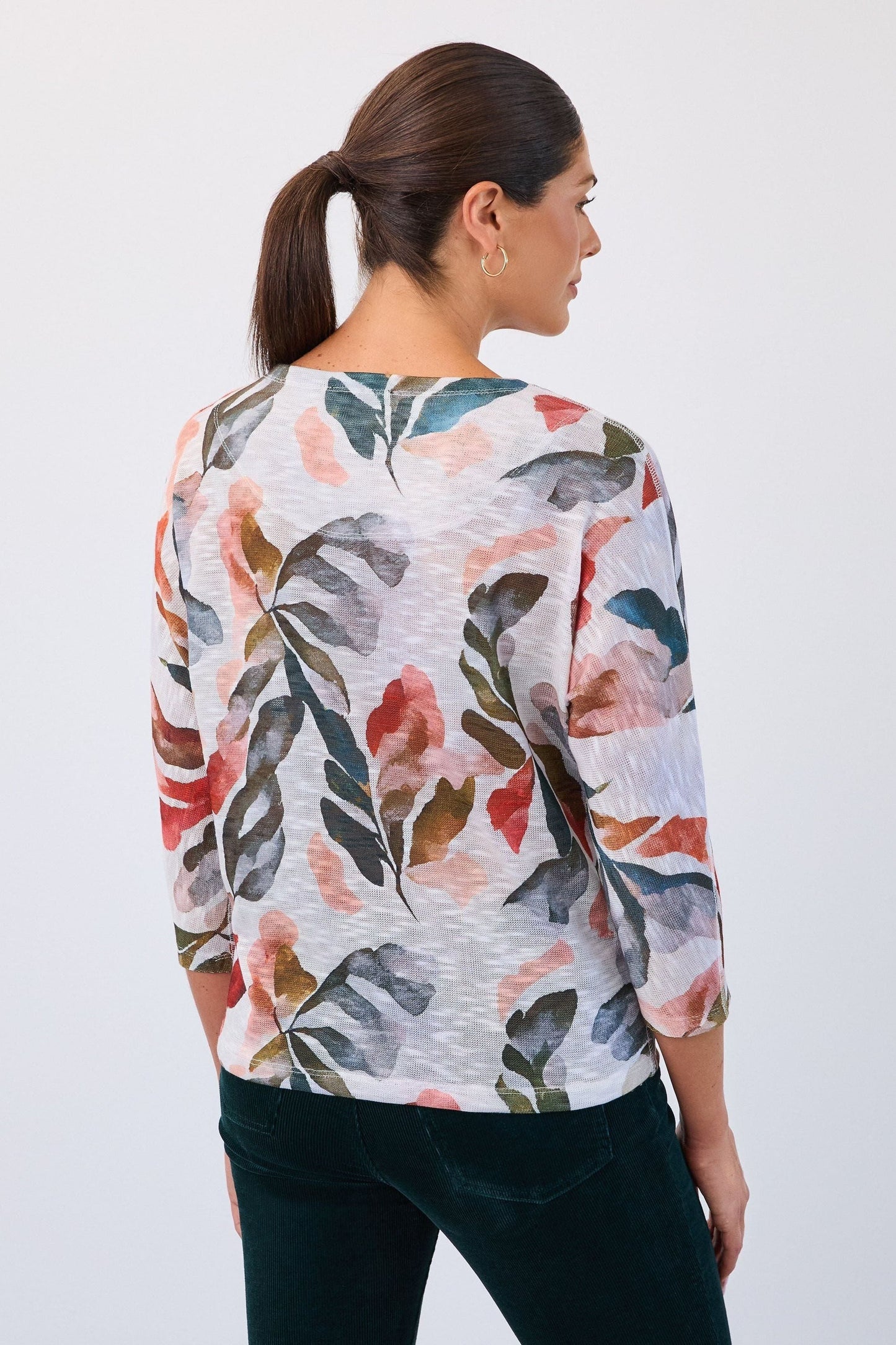 Women's Lightweight Fall Black Print Knit 3/4 Dolman Sleeve Top by French Dressing Jeans 3411955