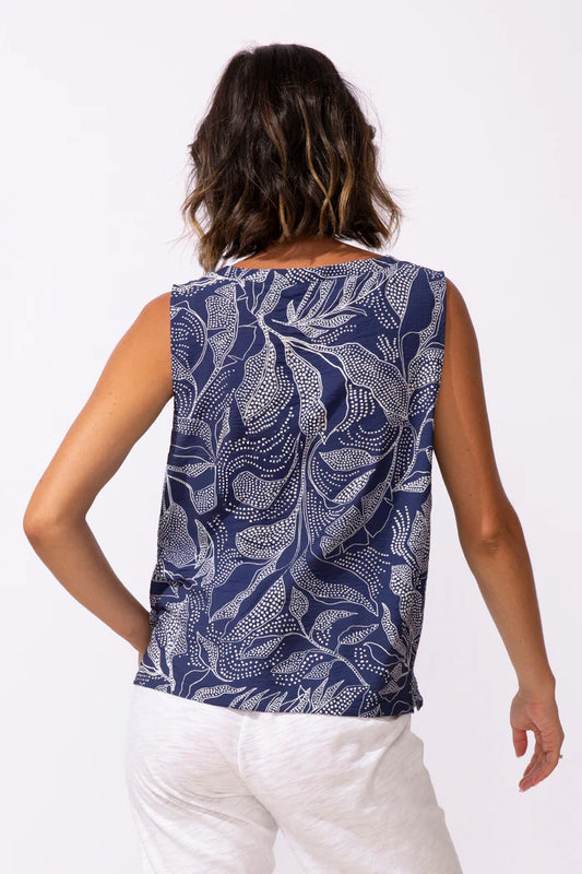 Regatta Rayon Leaves Resort Tank (Navy) - Escape by Habitat Clothing