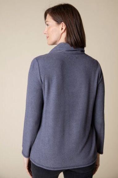 Women's Funnel Neck Pullover with Tie in Iron by Habitat Clothing-Size Large