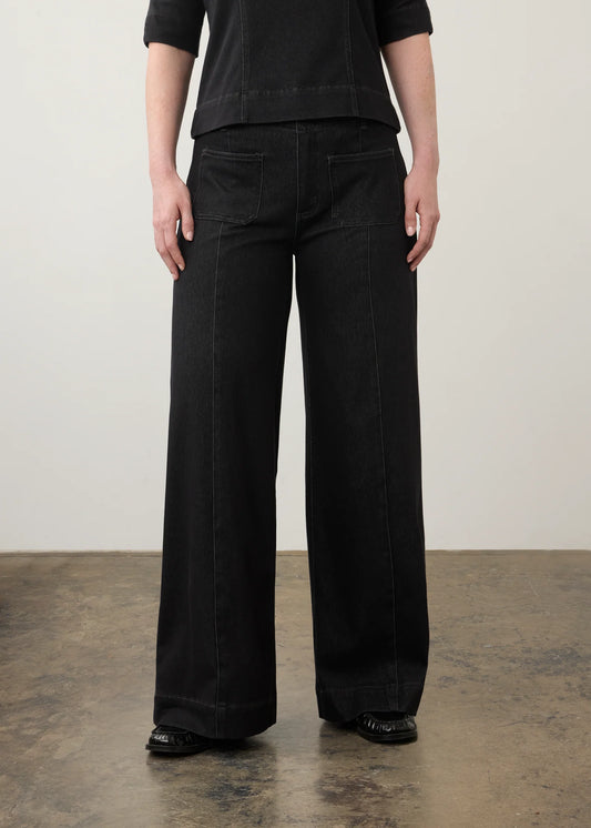 Pull On Wide Leg Denim Pant in Carbon Black by French Dressing Jeans