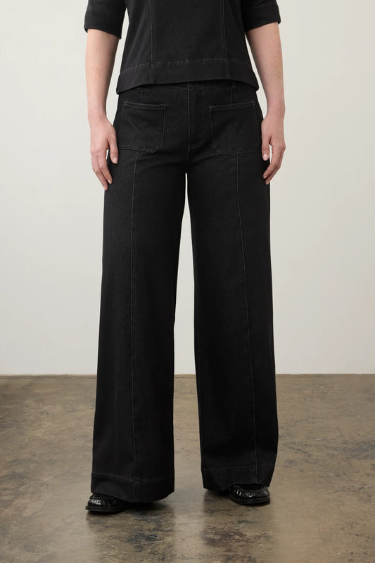 Pull On Wide Leg Denim Pant in Carbon Black by French Dressing Jeans