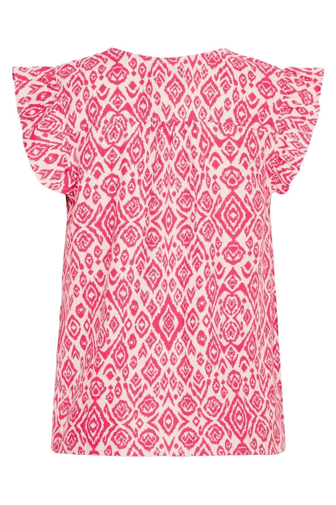 Women's Sleeveless Blouse (Geranium Diamond Ikat) by ICHI