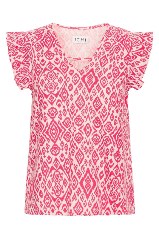 Women's Sleeveless Blouse (Geranium Diamond Ikat) by ICHI