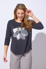 Women's 100 % Peruvian Cotton Decoupage Long Sleeve Top - Escape by Habitat