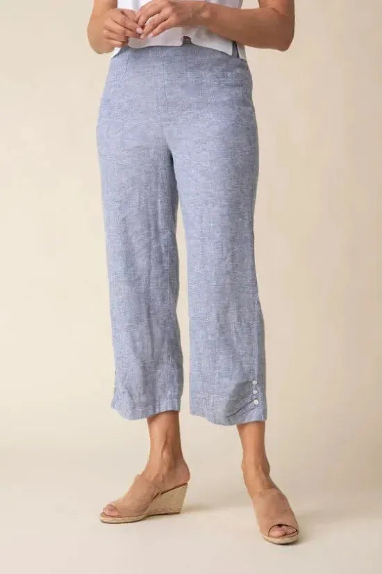 Pleat Button Capri by Habitat in Oatmeal or Indigo