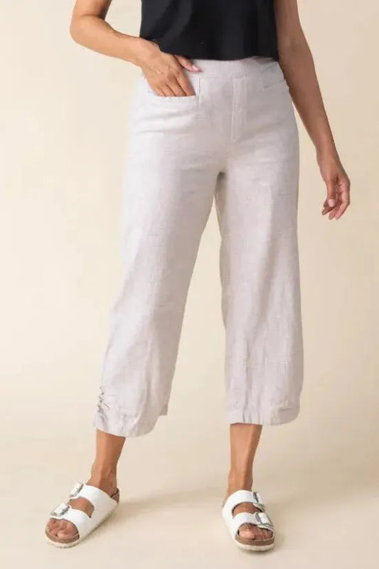 Pleat Button Capri by Habitat in Oatmeal or Indigo