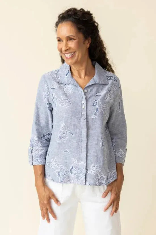 Women’s Linen Swing Shirt in Indigo by Habitat