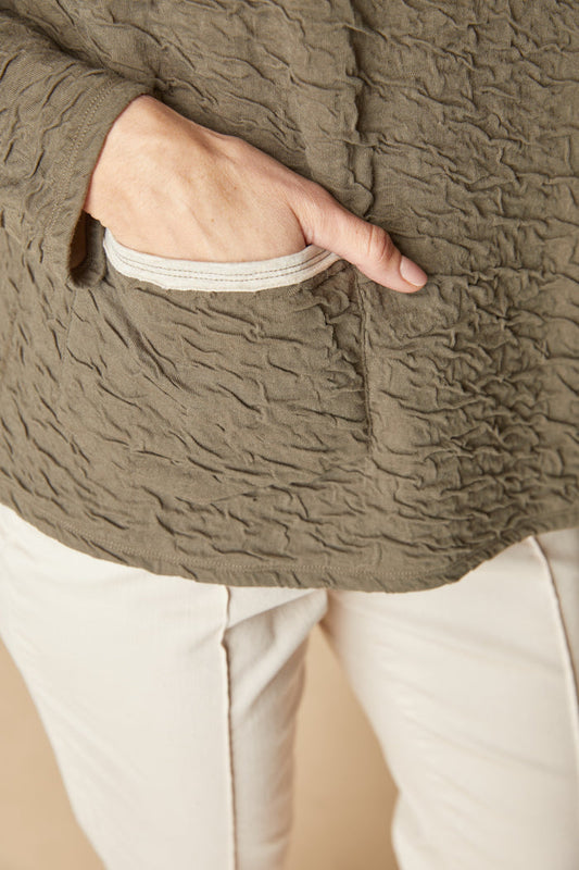 Women's Crinkled Double Face Metro Pullover (Burnt Umber) by Habitat Clothes