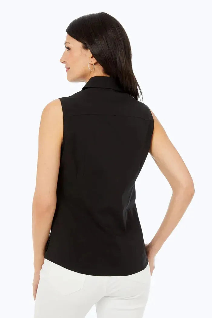 Taylor No Iron Stretch Sleeveless Shirt in Black by Foxcroft