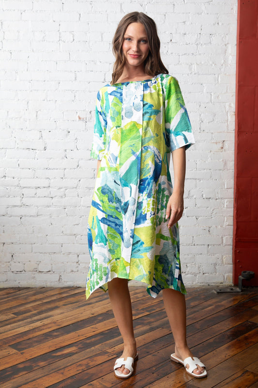 Center Stage Crinkle Dress Abstract (Lime) - Olivia by Habitat Clothes