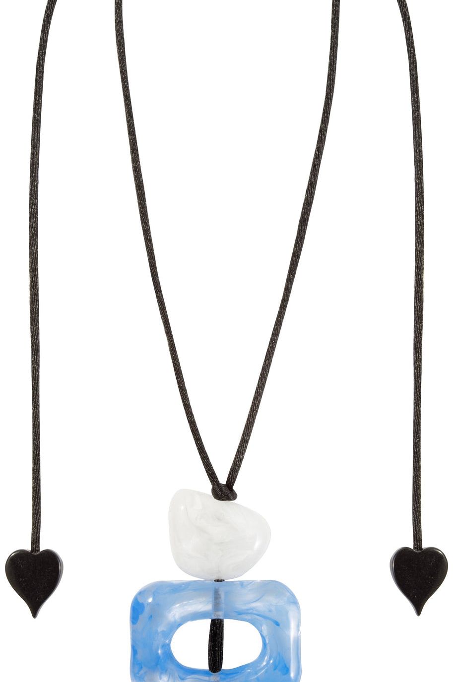 Organic Shaped Adjustable Cord Marbled Resin Pendant Necklace by Zsiska