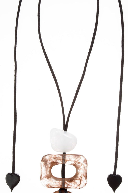 Organic Shaped Adjustable Cord Marbled Resin Pendant Necklace by Zsiska