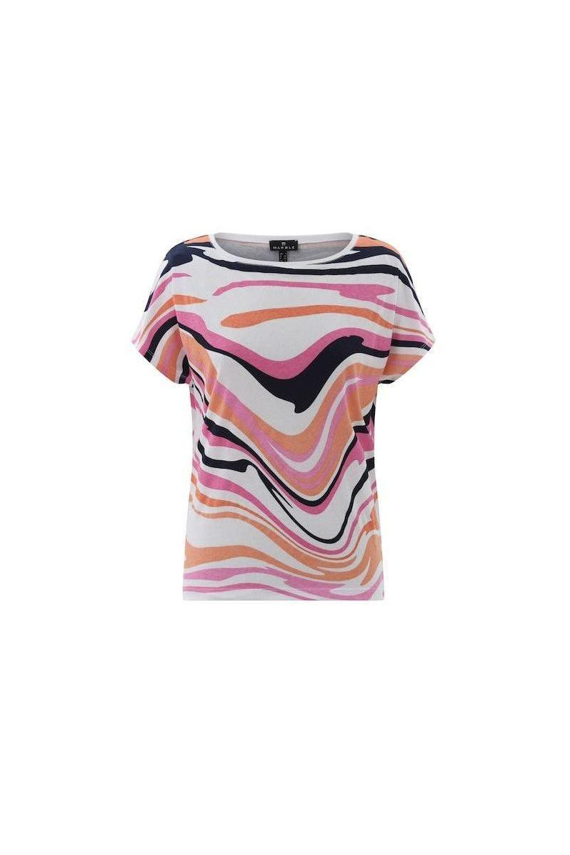 Wavy Stripe Short Drop Sleeve T-Shirt by Marble Scotland