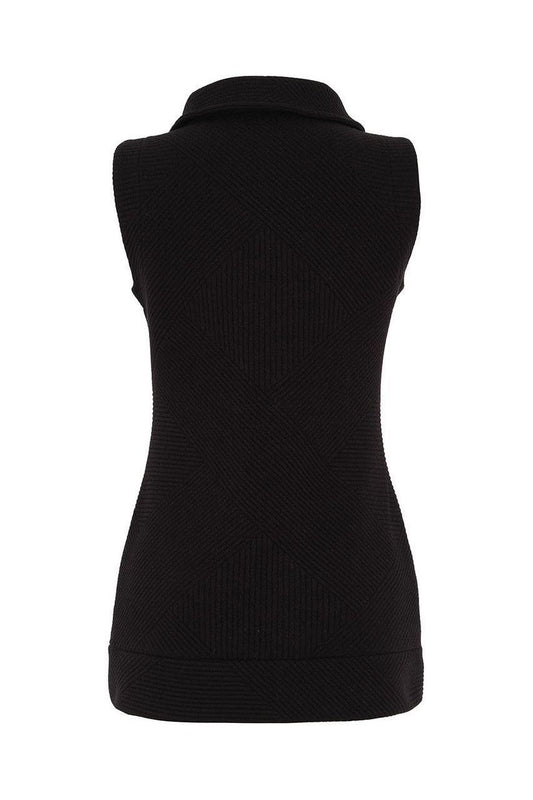 Women's Fall Knit Zippered Front Vest in Black by Dolcezza