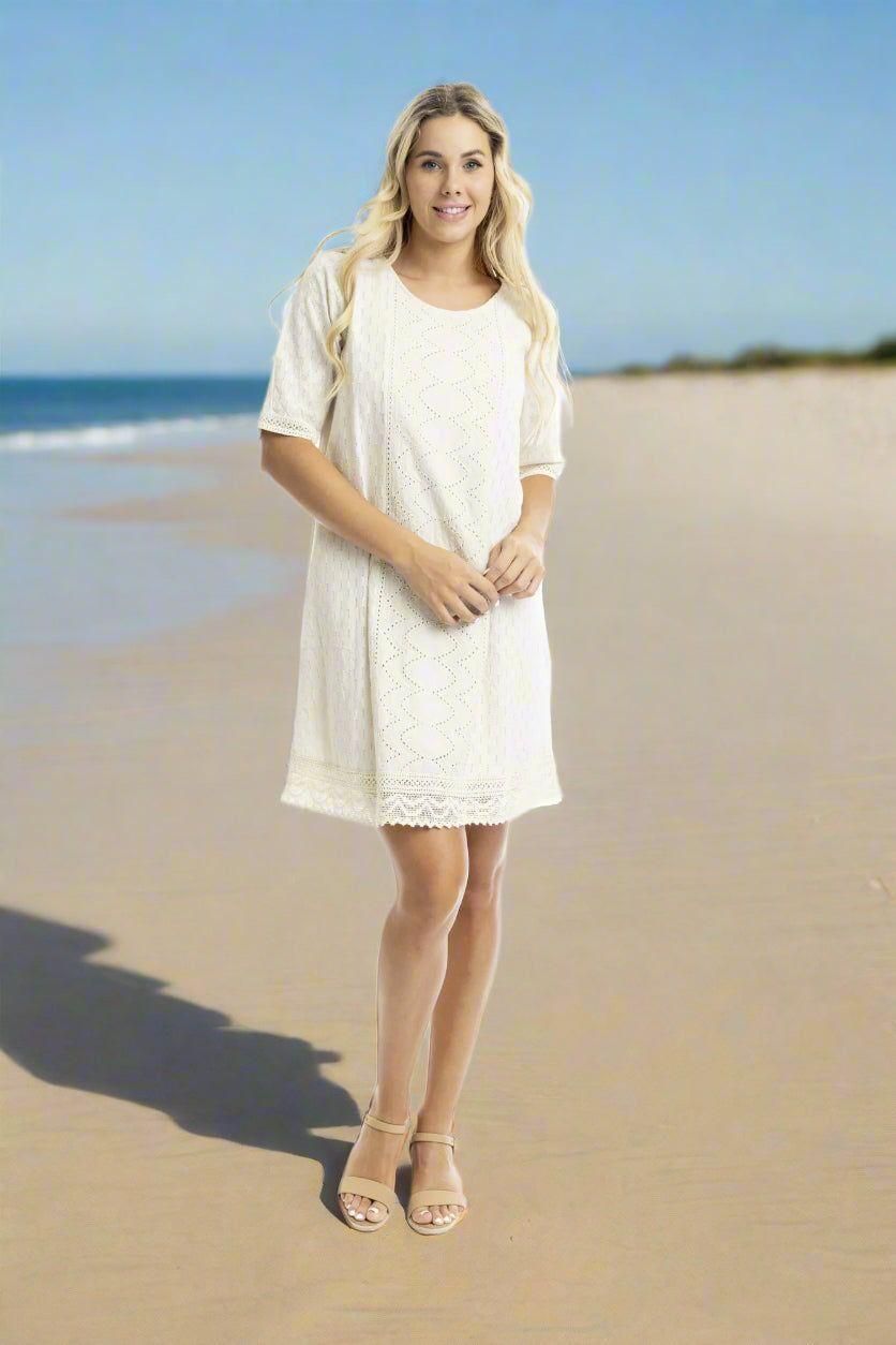 Broderie Shift Dress in Sand by Orientique Naturally Australian Once@426 Boutique and Market Broderie Shift Dress in Sand by Orientique Naturally Australian Once@426 Boutique and Market