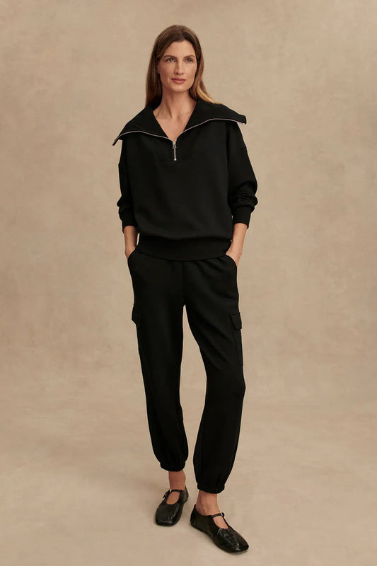 Catherine Half Zip DoubleSoft Sweatshirt in Black by Varley UK