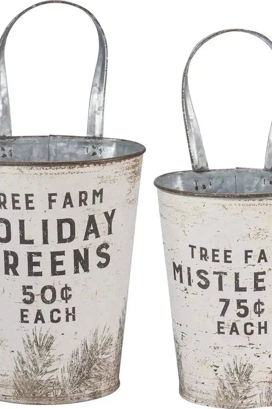 Farmhouse Tin Buckets - Farm Fresh Christmas Trees