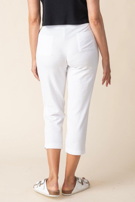 Women’s White Terry Cotton Crop Pants in White by Habitat Clothes