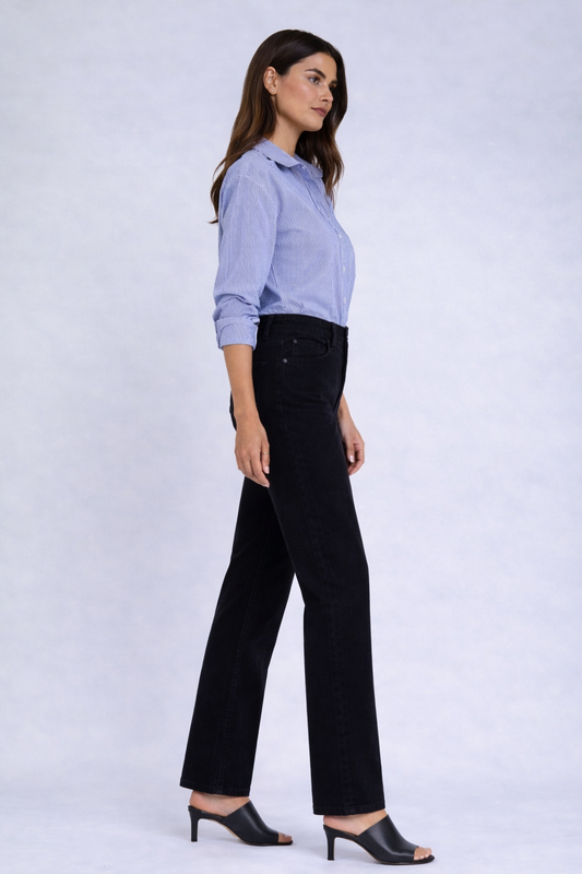 Women's Straight Leg Corduroy Pant in Black by Carreli Jeans