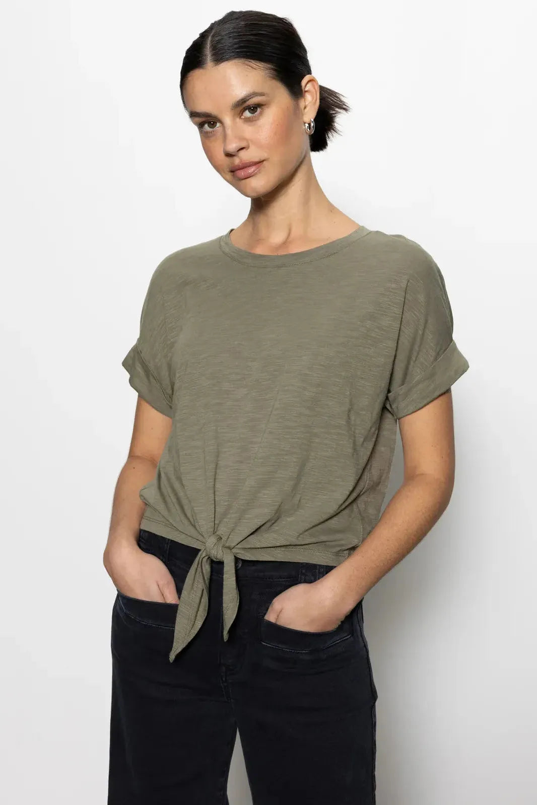 All Day Tie Tee in Trail Green by Sanctuary