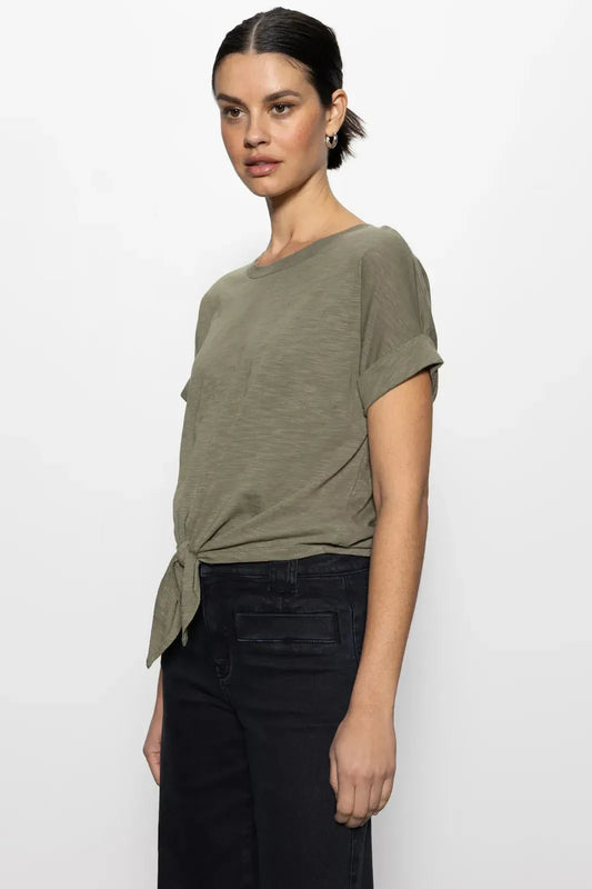 All Day Tie Tee in Trail Green by Sanctuary