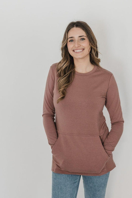 Women's Hillside Long Sweatshirt Sweater in Mauve by Blondie Apparel🇨🇦 Final Sale