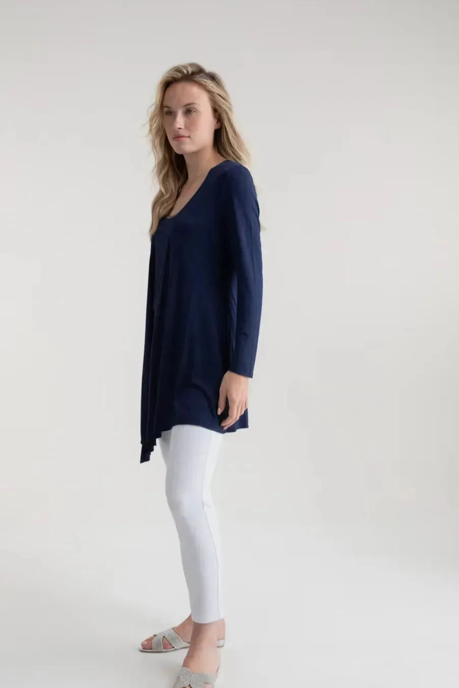 Long Waterfall Open Cardigan in Navy by Marble Scotland