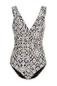 Women's One Piece Swimsuit in Black and White Pattern by ICHI