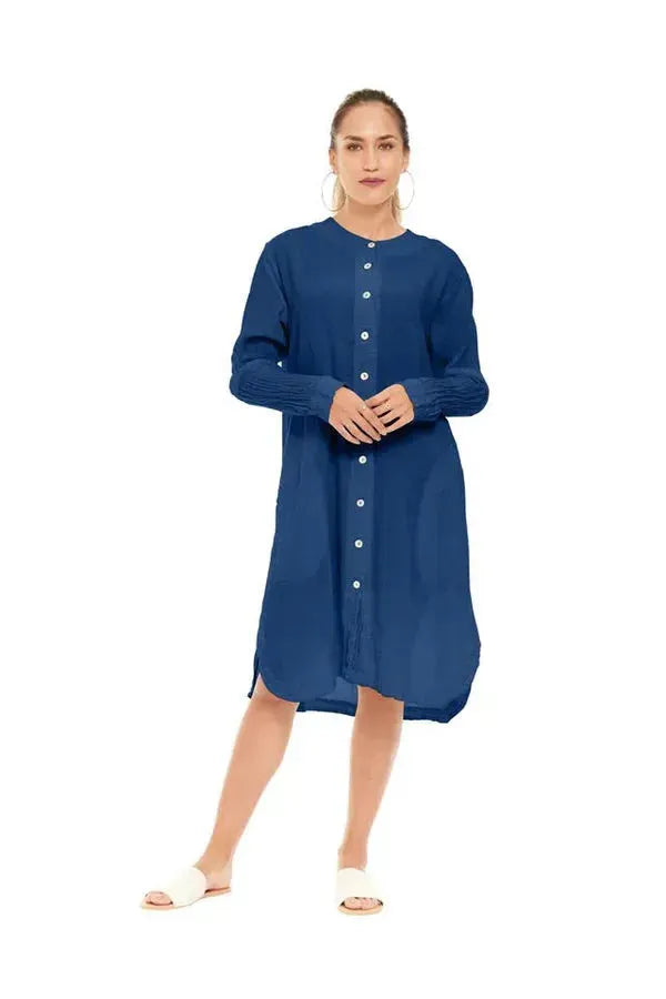 Pier Tunic Dress (Sapphire) by Oh My Gauze