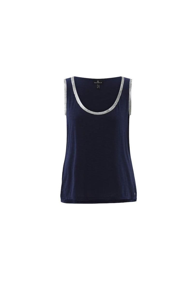 Women's Tank Top in Midnight Blue with Silver Accents by Marble Scotland Final Sale No Return