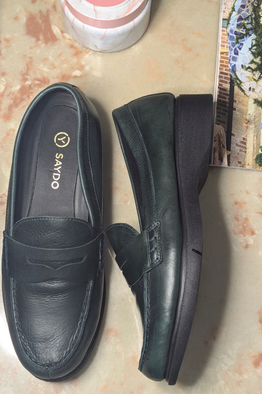 Women's Amber Loafer in Rustic Green by SAYDO