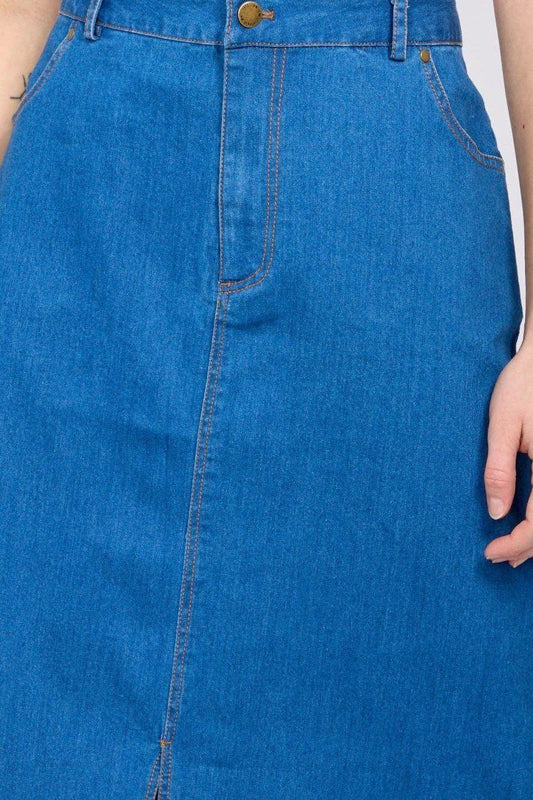 Chic Denim Long Skirt with Front Slit - *One Left*